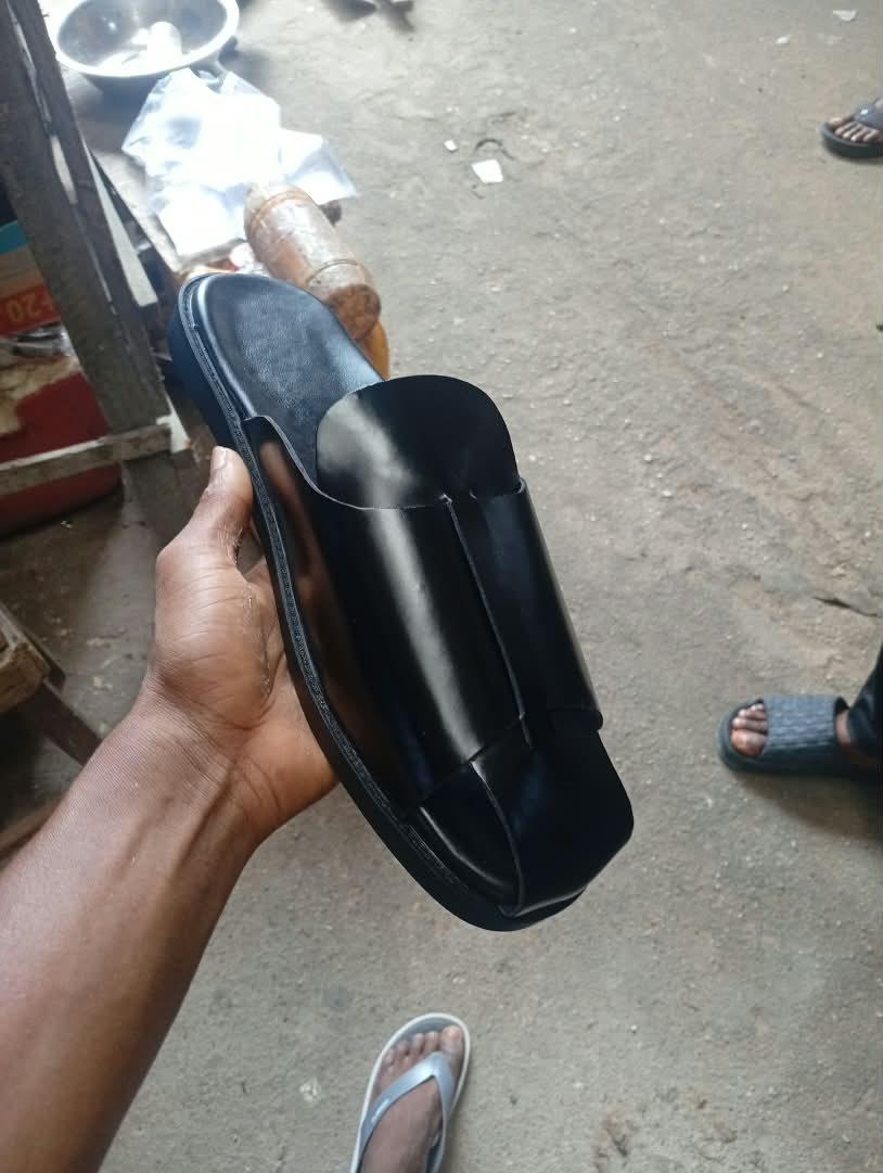 Black leather slide